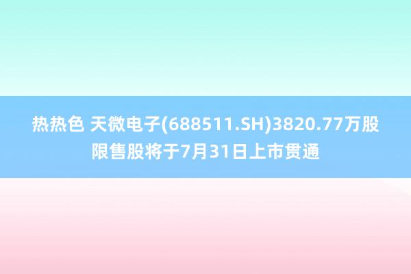 热热色 天微电子(688511.SH)3820.77万股限售股将于7月31日上市贯通