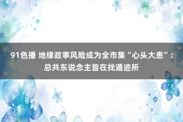 91色播 地缘政事风险成为全市集“心头大患”：总共东说念主皆在找遁迹所