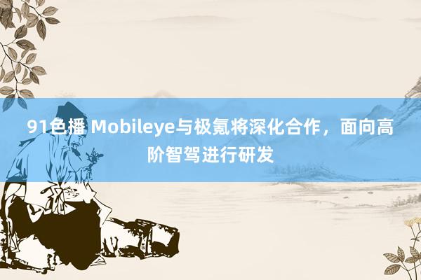 91色播 Mobileye与极氪将深化合作，面向高阶智驾进行研发