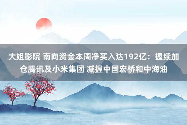 大姐影院 南向资金本周净买入达192亿：握续加仓腾讯及小米集团 减握中国宏桥和中海油