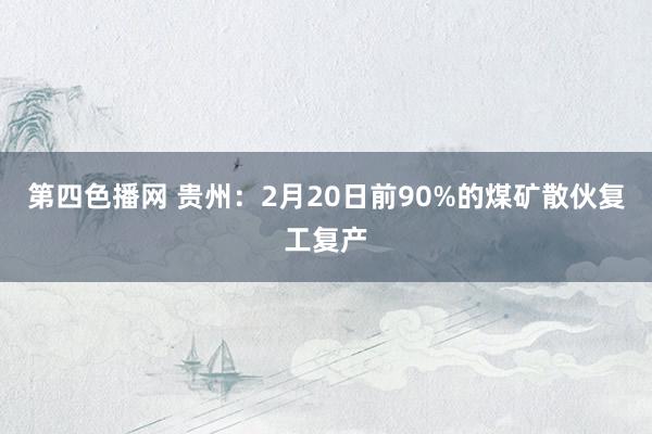 第四色播网 贵州：2月20日前90%的煤矿散伙复工复产