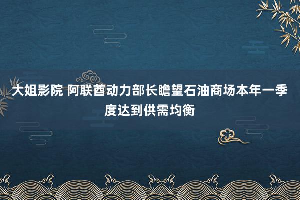 大姐影院 阿联酋动力部长瞻望石油商场本年一季度达到供需均衡