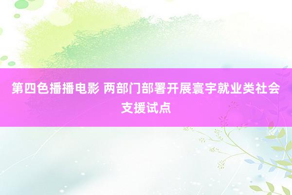 第四色播播电影 两部门部署开展寰宇就业类社会支援试点