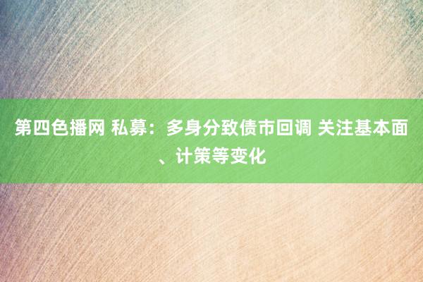 第四色播网 私募：多身分致债市回调 关注基本面、计策等变化