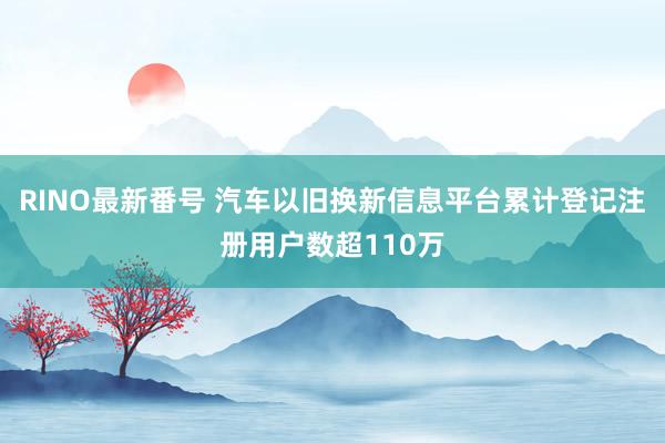 RINO最新番号 汽车以旧换新信息平台累计登记注册用户数超110万