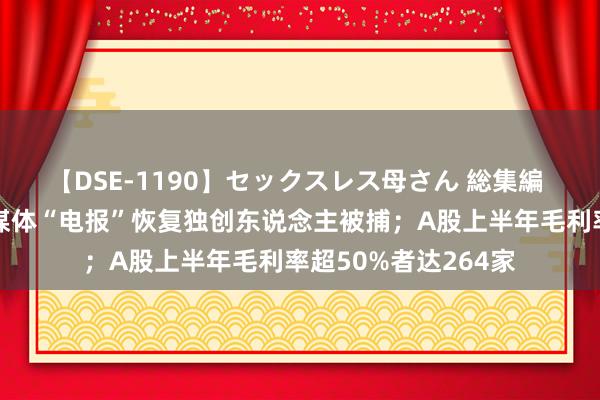 【DSE-1190】セックスレス母さん 総集編 经纬早班车｜酬酢媒体“电报”恢复独创东说念主被捕；A股上半年毛利率超50%者达264家